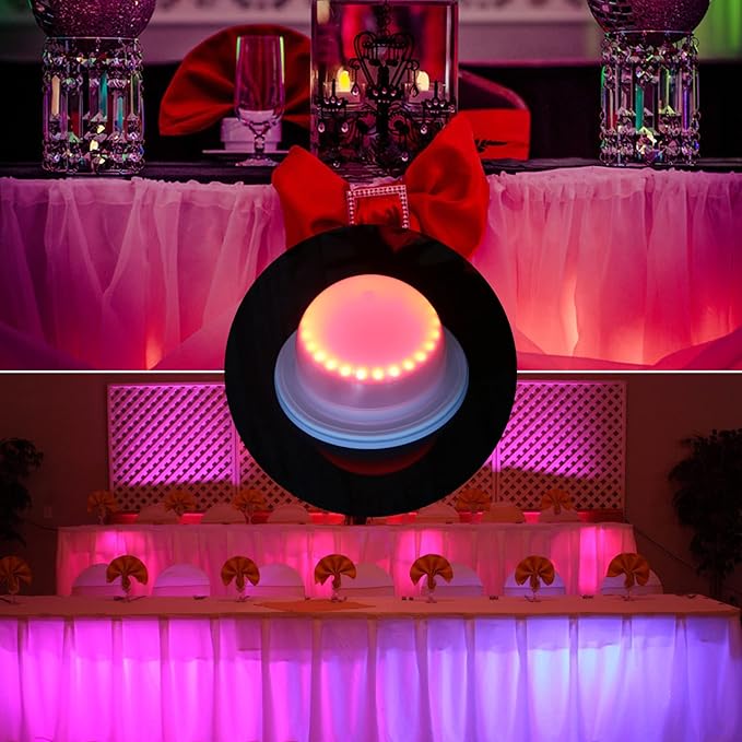 4 Pack LED Under Table Lights for Parties - RGB Event Lighting for Weddings Floor, Remote Control Uplighting for Cocktail Table, Coffee Table, Reception, Furniture