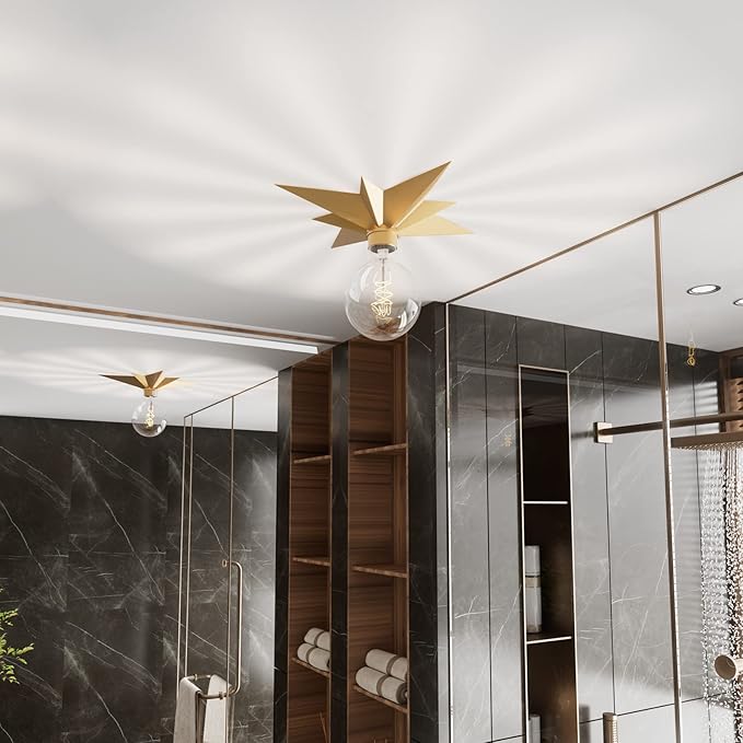 2 Pack Flush Mount Ceiling Light - Star Lights Fixture Hallway Lighting Fixtures Modern Ceiling Lights Brass Flush Mount Light Fixture for Kitchen Bathroom Bedroom Entryway (Bulb not included)