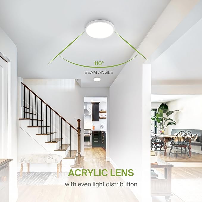 ASD LED 9" Round Flush Mount Ceiling Light Fixture, Low Profile Surface Lighting | 5CCT, Dimmable, Ultra-Thin, ETL Listed | 18W 1660LM 2700-6000K 120V | Kitchen, Bedroom, Hallway Lamp | White, 12 Pack
