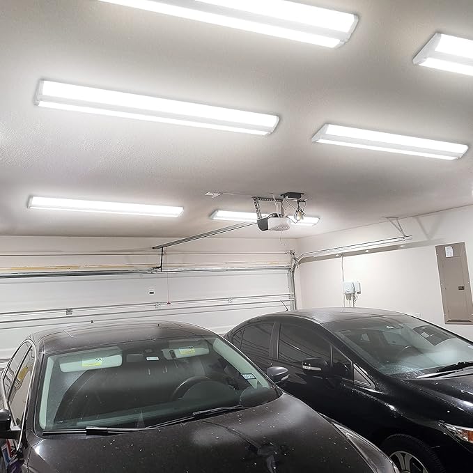 AntLux 4FT LED Wraparound Light Fixture 50W Ultra Slim LED Shop Lights for Garage, No Glare, 5500 Lumens, 4000K Neutral White, 4 Foot Flush Mount Office Ceiling Wrap Light for Workshop Kitchen, 4 Pack