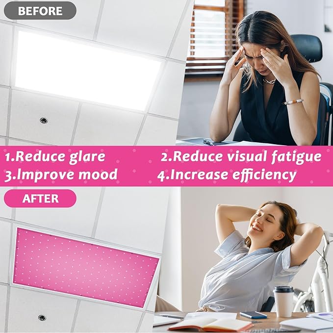 QOUBAI 4PCS Fluorescent Light Covers, 4x2 Feet Magnetic Light Cover Fluorescent Lights Shade Panel Positive Inspirational Ceiling Lights Filters for Office Classroom Home Drop Ceiling Plaid