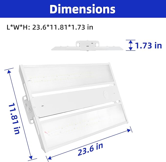 hykolity LED Linear High Bay Shop Lights 2FT with PIR Sensor Base, 165W/132W/99W Power Tunable, 22275LM/17820LM/13365LM 5000K Lighting Fixtures for Garage Warehouse, 2 Pack