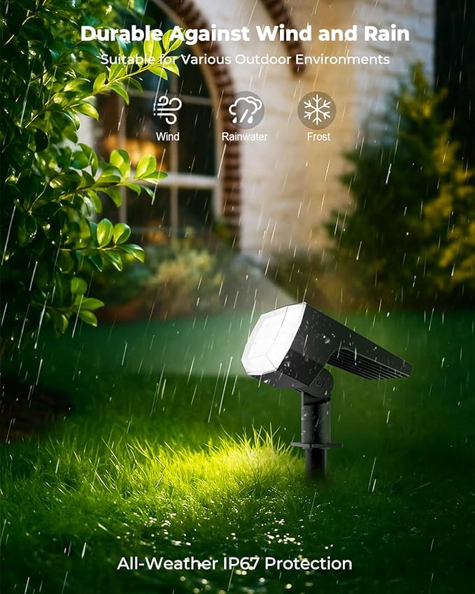 Solar Lights Outdoor Waterproof IP67, 6 Pack 64 LED Outdoor Solar Lights, 3 Lighting Modes Auto On/Off Solar Spot Lights Outdoor for Garden, Yard, Landscape - Cool Daylight