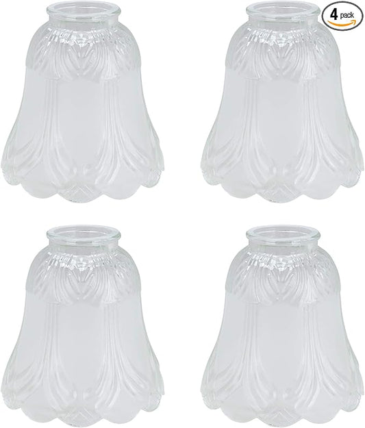 Aspen Creative 23059-4 Transitional Clear & Sandblasted Ceiling Fan Glass Shade.2-1/8"Fitter.Size:4-7/8"D x 5"H.4Pcs/Pack