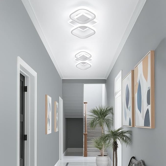 ElDISUNY Modern Ceiling Lights LED 30w White Elegant Square Lamp LED Ceiling Lights Fixture for Indoor Home Hallway Office Kitchen Living Room Bedroom Dining Room -30w Cool White Light 6000K