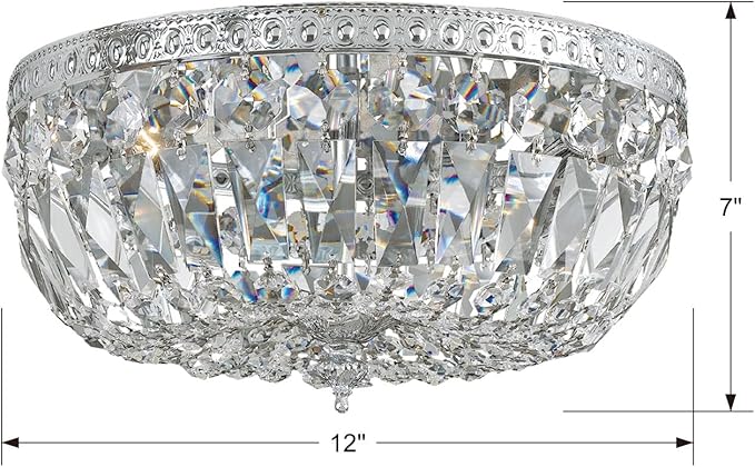 Crystorama 2 Light Clear Italian Crystal Flush Mount (Polished Chrome, 12")