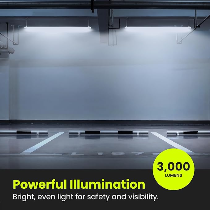 Feit Electric 3ft LED Utility Light, 3000 Lumens, 4000K Cool White, Plug-in, Flush/Hanging Mount, Ultra-Lightweight, 30W LED Shop Light and Under Cabinet Light, 50,000-Hour Lifespan, SHOP/3X1/840/V1
