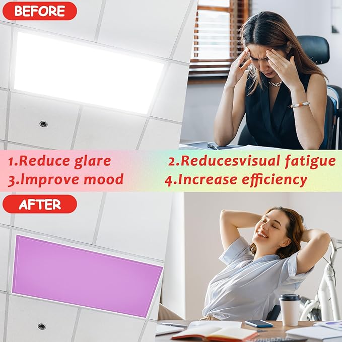 8 Pcs Fluorescent Light Covers with 80 Magnets Decorative for Classroom Ceiling Lights 4 x 2 Feet Magnetic Light Cover Filter Easy Install for Office Hospital Home Ceiling Supplies (Vibrant Color)