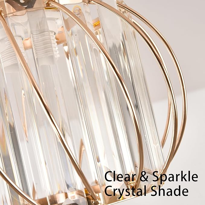 Crystal Ceiling Light, Crystal Semi Flush Mount Ceiling Light Gold Crystal Chandelier for Kitchen Hallway Entrance Balcony Dining Rooms Living Rooms Bar Farmhouse