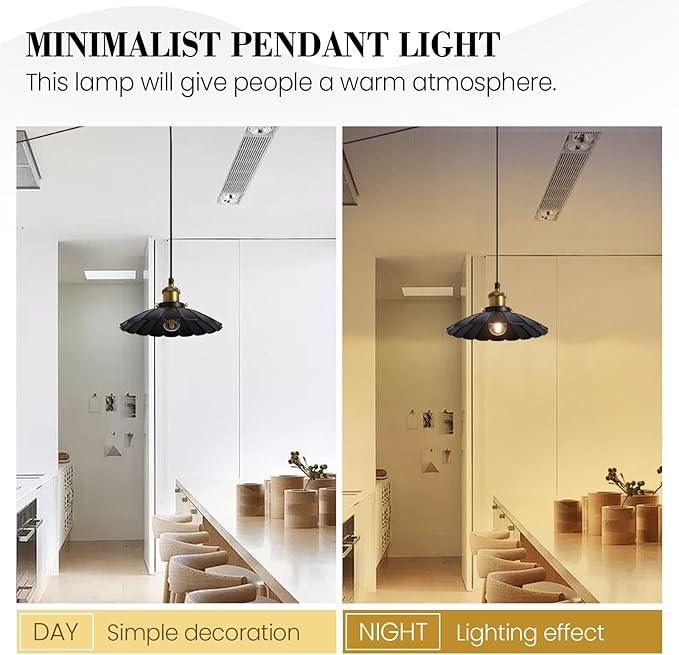 Plug in Hanging Light, Vintage Black 9.8 Inch Lampshade 14Ft Plug in Pendant Light for Dining Room and Living Room, Kitchen Island Retro On/Off Switch Hanging Lamp Fixtures