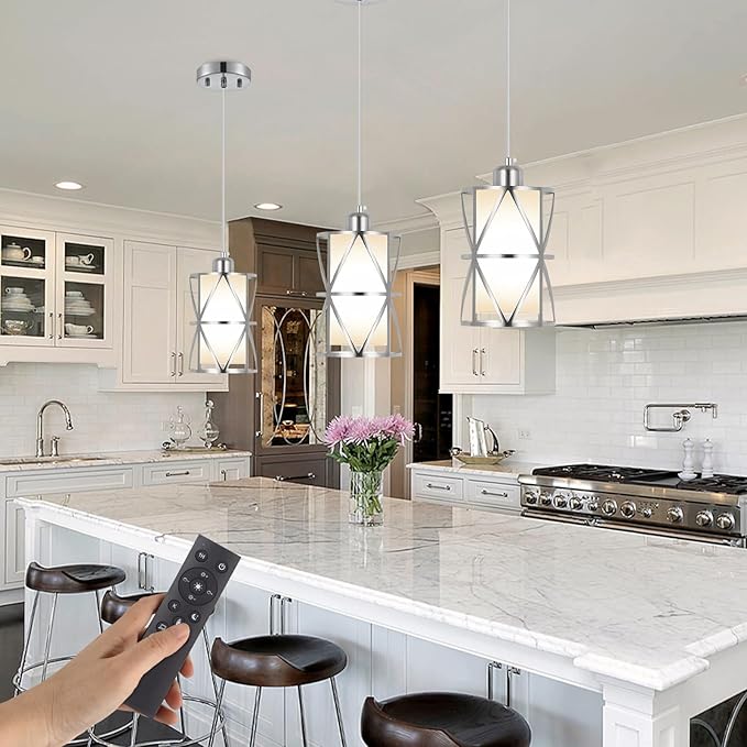 Brushed Gold Pendant Light, 7"×10" Dual-Shade Kitchen Island Lighting with Clear Glass Shade, E26 Adjustable Height 1"-61", UL Listed, for Dining Room Foyer Entryway — Bulbs Not Included