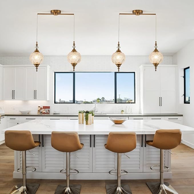 Vintage Pendant Lighting Fixtures Modern Glass Hanging Lamp for Kitchen Island Bedroom Hallway Dining Room 2 Light Chandeliers with Clear Glass Shade