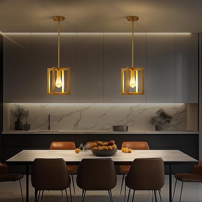 Klgxnrd Mini Modern Farmhouse Gold Pendant Lighting for Kitchen Island, Adjustable Industrial Entryway Light Fixture Hanging for for Hallway Bedroom Dining Room Closet