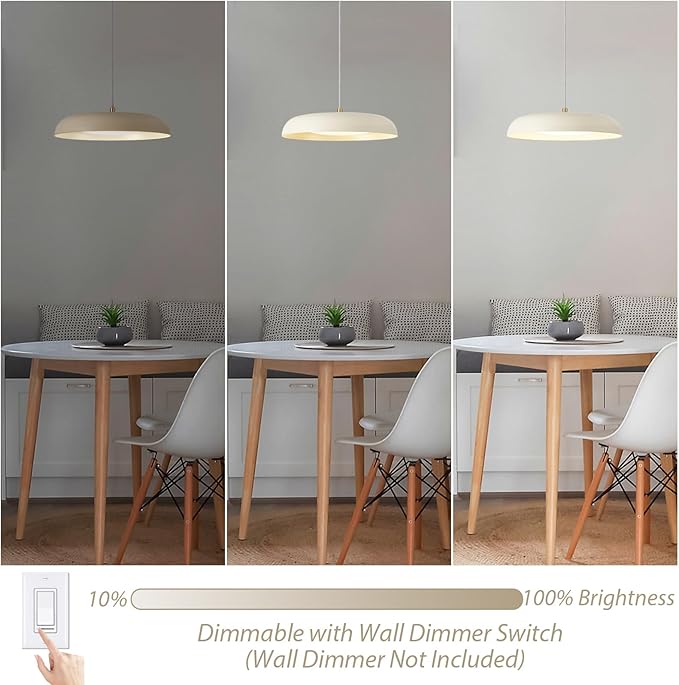 BISAMIYA Modern Kitchen Island Pendant Light - 15.7” Dimmable LED Ceiling Light with Brass Accents, 2000 Lumens Warm White for Dining Room & Living Room