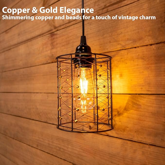 Battery Operated Hanging Outdoor Chandelier, Battery Power 5′′×6′′ Pendant Light, Gazebo Lights Outdoor, 4 AA Batteries, for Gazebo, Pergola, Porch, Patio, Indoor Outdoor Decor Lighting (2)
