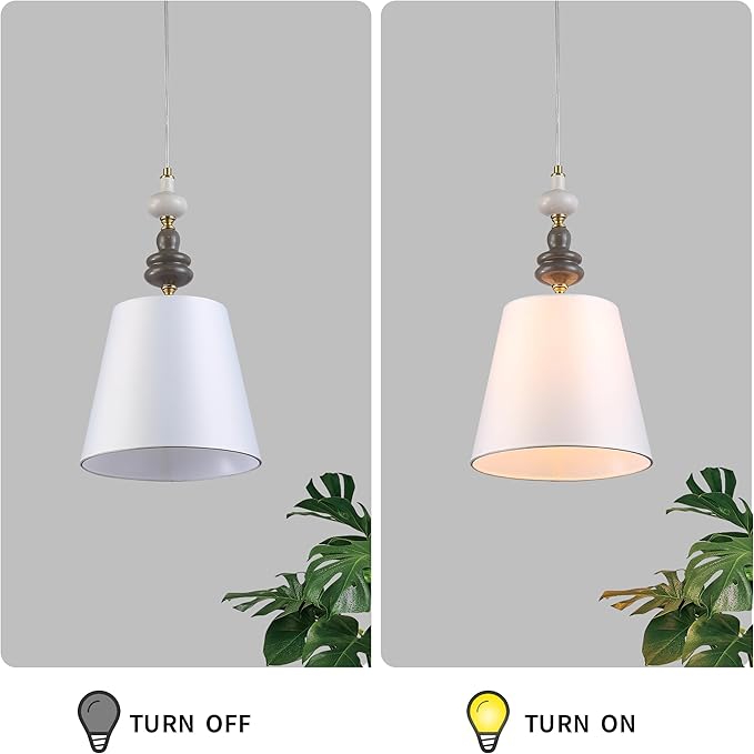 Art Deco Pendant Lights 2 Pack with Ceramic and Fabric Shade,Adjustable Pendant Light Fixture for Kitchen Island Dining Room Hallway BedHead