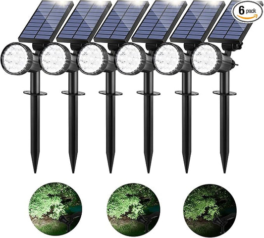 Bosceos Solar Spot Lights Outdoor - Adjustable Solar Flood Lights with 30 LEDs, 3 Modes, 800 Lumens，IP65 Waterproof, Solar Light for Landscape, Yard, Garden, Driveway, Tree(Daylight White, 6-Pack)