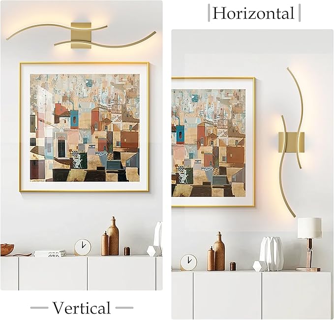 KARTOOSH 1 Pack Gold Light Fixture Hardwired Bathroom Vanity Lights Fixtures Over Mirror 31.5 Inch 3CCT Dimmable Modern Wall Lights for Mirror Kitchen Living Room Cabinet Porch Hallway