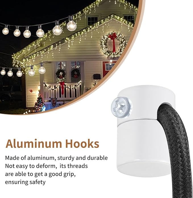 6 Pack Upgrade Ceiling Hooks for Hanging Lights, White Swag Hooks for Ceiling Light, Aluminum Swag Hook Super Load, Modern Hook for Hanging Light Fixture,Pendant Lights Cord-Easy to Use