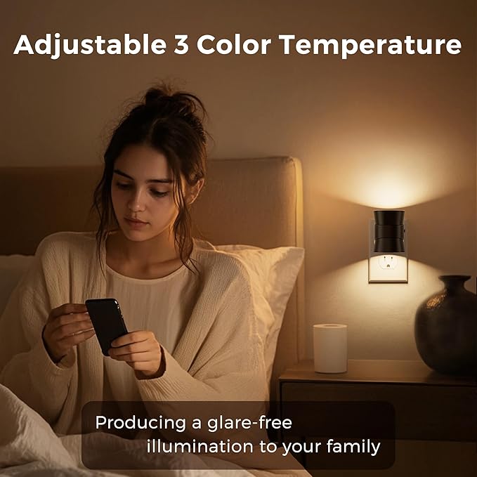 L LOHAS LED Night Lights Plug into Wall, Dimmable Night Light 2pack, 3CCT Adjustable Light Color and Brightness, Multi-Scenario use, for Living Room, Kitchen, Hallway, Bathroom