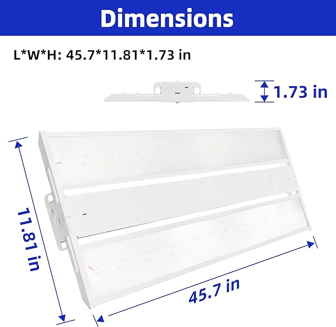 hykolity LED Linear High Bay Light 4FT with PIR Sensor Base, 320W/256W/192W Power Tunable, 43200LM/34560LM/25920LM 5000K Shop Lights Lighting Fixtures for Garage, Warehouse, 2-Pack