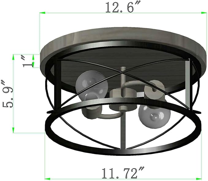 Q&S Flush Mount Ceiling Light Fixture Farmhouse Rustic Oak White and ORB Lighting for Hallway Entryway Kitchen Dining Room Bedroom Garage Gazebo Locker 2 Lights UL Listed