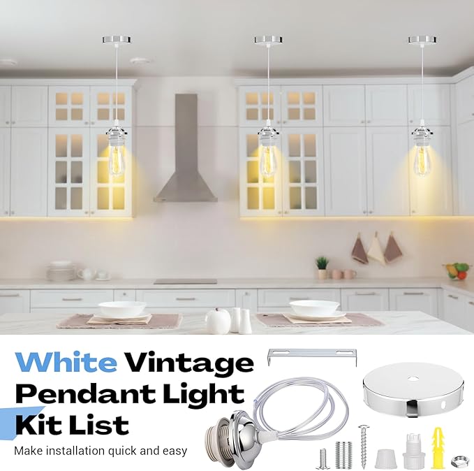 12 Pack Industrial Mini Pendant Light Kit Bulk, UL E26/E27 Lamp Socket 3.28 ft Adjustable Hanging Light Cord Kit Edison Vintage Retro Ceiling Lamp Fixture for Kitchen Bar Decor(Sliver)