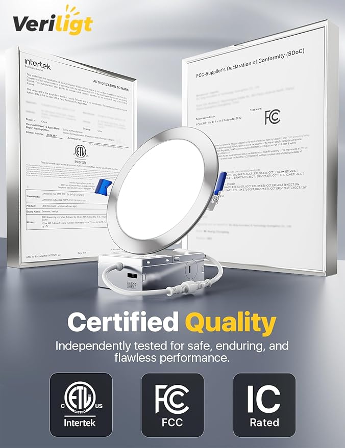 36 Pack 6 Inch LED Recessed Light, Dimmable, Damp Rated, 5CCT Selectable, 12W 1200LM, 120V, Silm Canless Wafer Ceiling Light, ETL&FCC