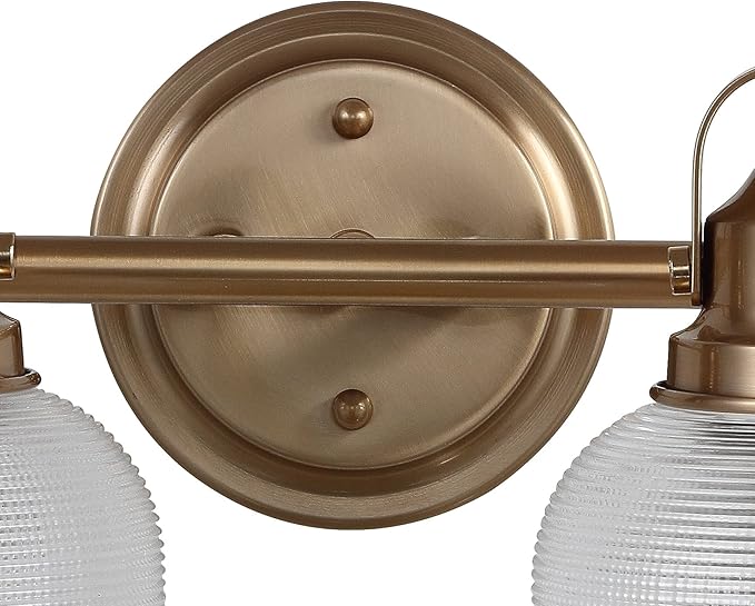 JONATHAN Y 25.25" Brass Gold Modern Bathroom Vanity Light, 3-Light LED Wall Sconce, Clear Glass Bell Shade for Mirror Hallway Kitchen, ETL Listed, LED Bulb Included (JYL7409B)