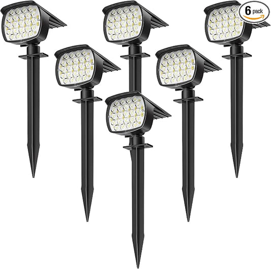 Solar Spot Lights Outdoor, 6 Pack 58 LED Solar Landscape Spotlights, Auto On/Off 3 Lighting Modes, 2-in-1 IP65 Waterproof Solar Landscape Lights for Yard Garden Pathway Tree