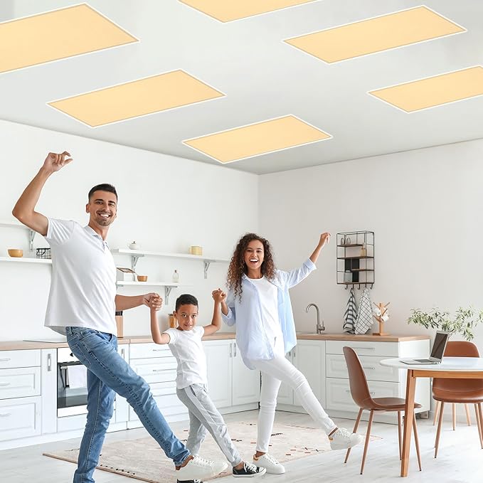 QOUBAI 6 Pcs Fluorescent Light Covers,4 x 2 Ft Magnetic Light Filters Fluorescent Lights Shade Easy Install for Classroom Office Library Hospital Home Ceiling Yellow