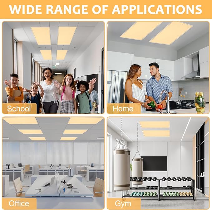 QOUBAI 6 Pcs Fluorescent Light Covers,4 x 2 Ft Magnetic Light Filters Fluorescent Lights Shade Easy Install for Classroom Office Library Hospital Home Ceiling Yellow