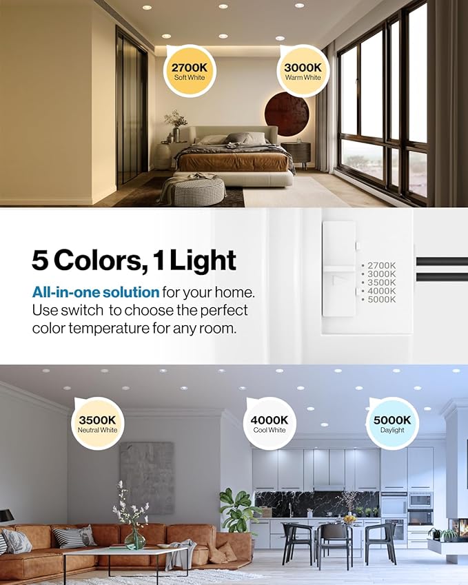 Sunco 90 Pack 4 Inch LED Recessed Lights, Retrofit Lighting LED Can Lights Downlight, 660LM, 2700K/3000K/3500K/4000K/5000K, Dimmable, Baffle Trim, 11W=60W, 50000 Lifetime Hours, Damp Rated UL