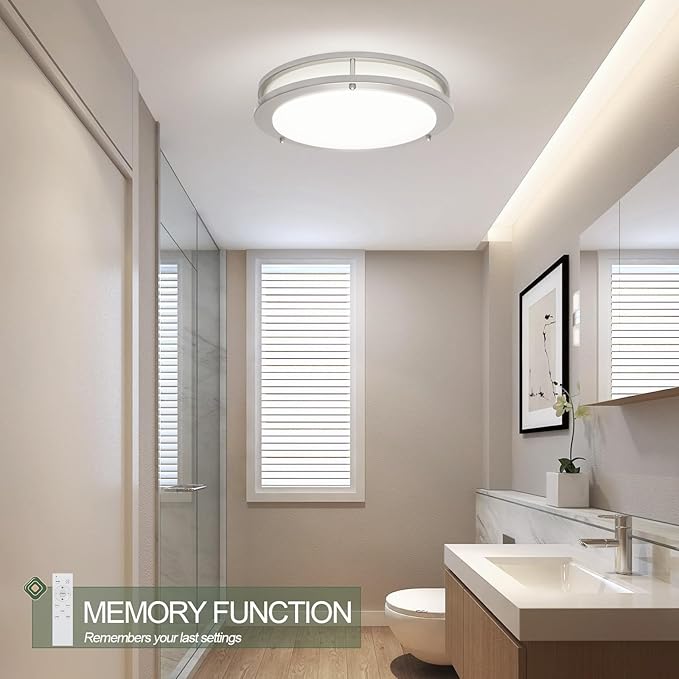 OOWOLF 13.01inch LED Flush Mount Ceiling Light Fixture Remote Dimmable Matte Black, Easy Install LED Ceiling Lamp Without Flicker, Super Bright 36W 3600LM Warm to White Light 2700K to 6500K 2-Pack