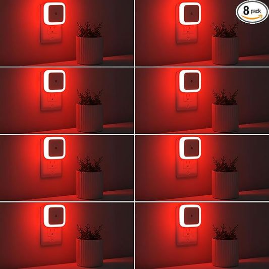 Sujeet Night Light, Night Lights Plug into Wall 8-Pack, Nightlight Plug in Night Light, Dusk to Dawn Night Lamp Led (Red)