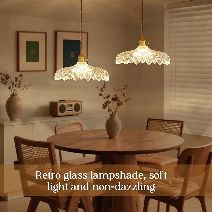 Plug in Pendant Light, 14Ft Cord Clear Glass Shade Hanging Light, Industrial Pendant Light for Dinning Room On/Off Switch Hanging Lamp Plug in, Bedroom and Kitchen Island
