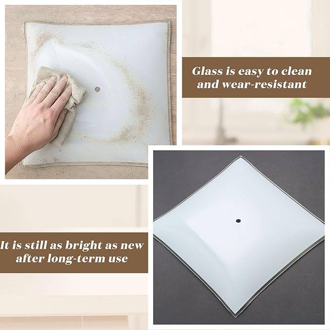 2 Pack Semi-Flush Mount 12 Inch Square Ceiling Fixture Light Cover Ceiling Lamp Shade Light Bulb Cover White for Laundry Room Bedroom Kitchen Living Room Closet