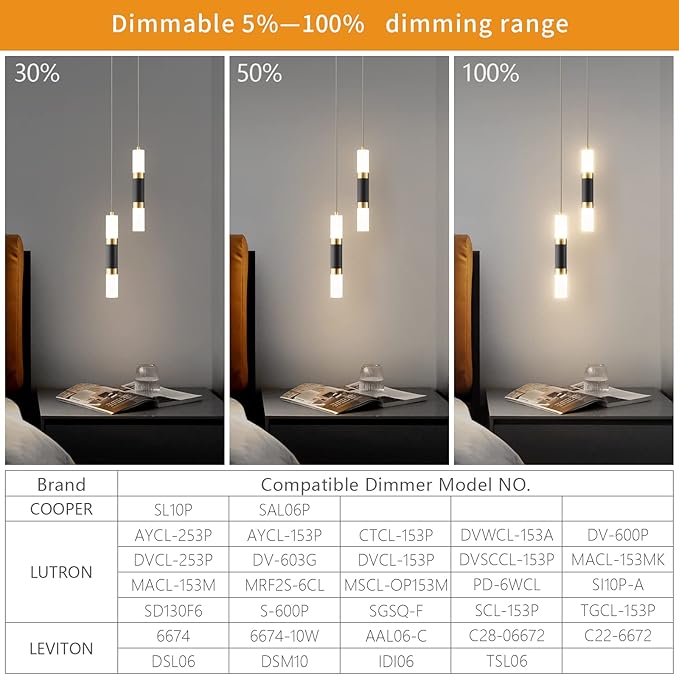 2-Light Pendant Lights Kitchen Island Dimmable LED Modern Mini Pendant Light, Bedroom Small Pendant Light Fixtures (Black Gold)