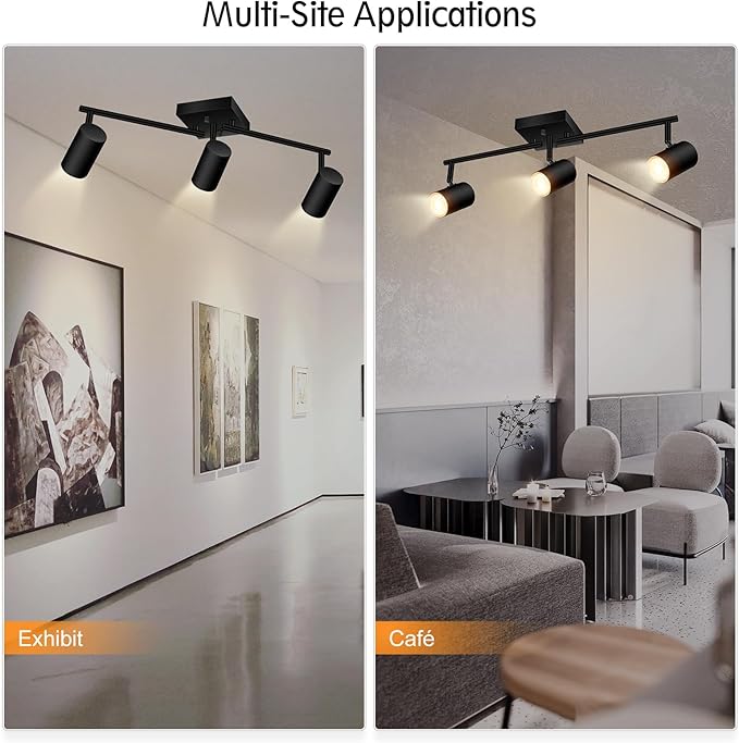 BoostArea Track Lighting Fixtures Ceiling, 3 Way Track Lighting Kit, LED Track Lighting with Rotatable Light Heads, Modern Ceiling Spot Lighting for Kitchen/Bedroom/Living Room, GU10 Bulb Not Included
