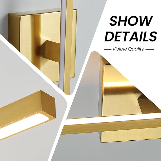 Gold Bathroom Light Fixtures Over Mirror - 39 Inch Dimming Bathroom Vanity Light 28W 3500K LED Vanity Light Bar Modern Wall Sconce Lighting for Mural