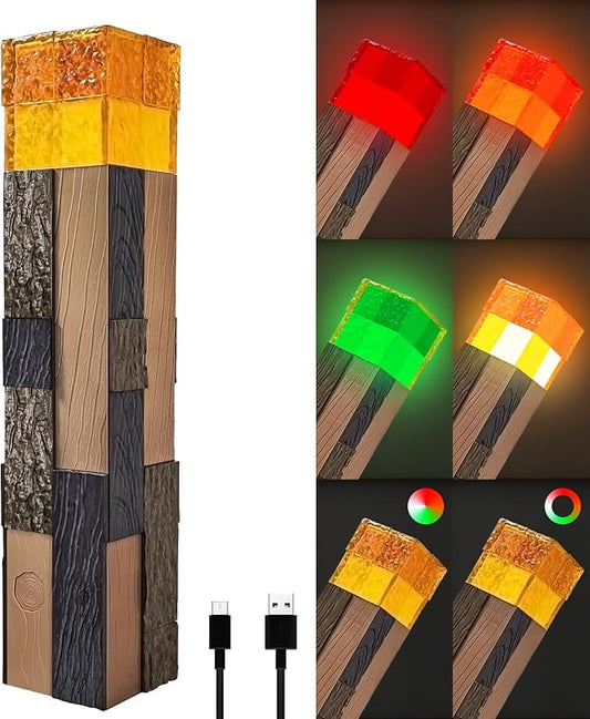 AIDYVOI Light-Up Wall Torch Lamp, 4-Color Flame Modes, Rechargeable Handheld & Wall-Mountable Decor Light, Flame Night Light for Costume Cosplay & Room Decor, Perfect for Boys Aged 6-8