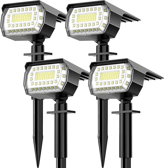 LANSOW Solar Spot Lights Outdoor, [76 LED/4 Pack] 2-in-1 Solar Landscape Spotlights, 3 Modes IP65 Waterproof Dusk to Dawn Solar Powered Flood Wall Lights for Yard Garden Pathway Outside(Cool White)