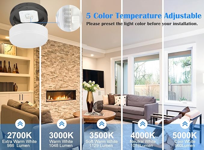 2 Pack Black Ceiling Light, 10 Inch Flush Mount LED Ceiling Light Fixture - Matt Black Bathroom Bedroom Lights LED 2700K/3000K/3500K/4000K/5000K Adjustable Hallway Ceiling-Light, 17W