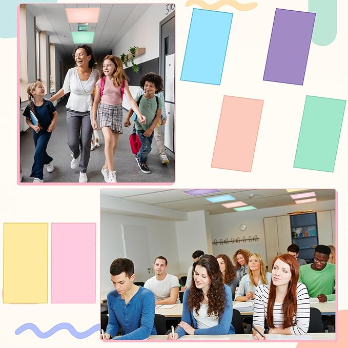 6 Pcs Fluorescent Light Covers 4 x 2 ft Magnetic Ceiling Light Covers Lights Filters for Classroom Office Home School(Creamy Color)