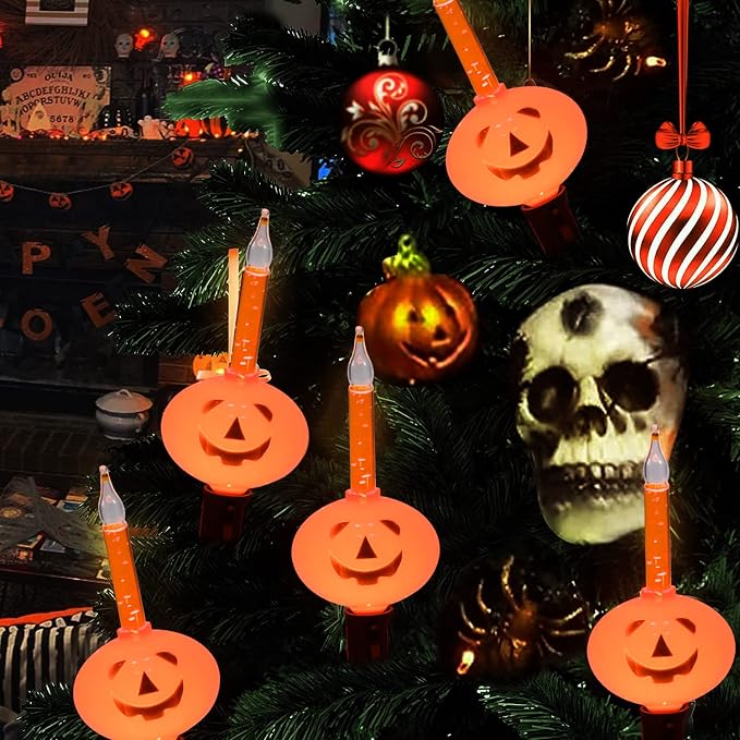 7 Count Halloween Pumpkin Bubble Lights,7.1ft Vintage Orange Pumpkin String Light for Indoor Decor - Fairy Halloween Bubble Lighting for Bedroom, Porch, House, Fall Party Decorations