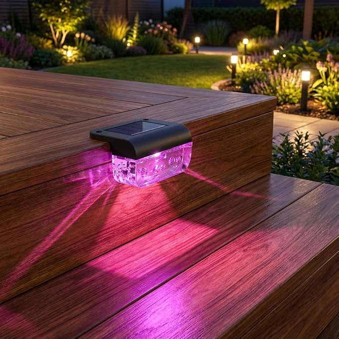 Eyrosa Solar Deck Lights Outdoor Waterproof Multicolor 12 Pack | Solar Lights for Outside, Stairs, Step, Fence, Yard, Garden, Patio, Pool, Railing