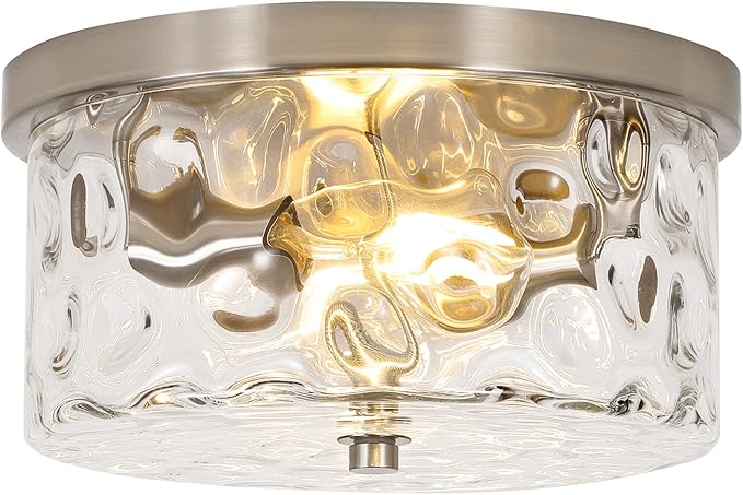 LamQee 2-Light Flush Mount Ceiling Light Farmhouse Kitchen Island Ceiling Light with Bubble Glass Close to Ceiling Light Fixture for Living Room Bedroom Foyer Hallway