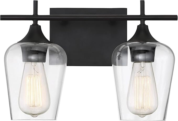 Savoy House 8-4030-2-13 Octave Bohemian Clear Glass Bathroom Vanity Wall Light, 2-Light 120 Total Watts, 10" H x 14" W, English Bronze
