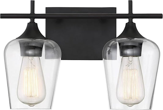 Savoy House 8-4030-2-13 Octave Bohemian Clear Glass Bathroom Vanity Wall Light, 2-Light 120 Total Watts, 10" H x 14" W, English Bronze