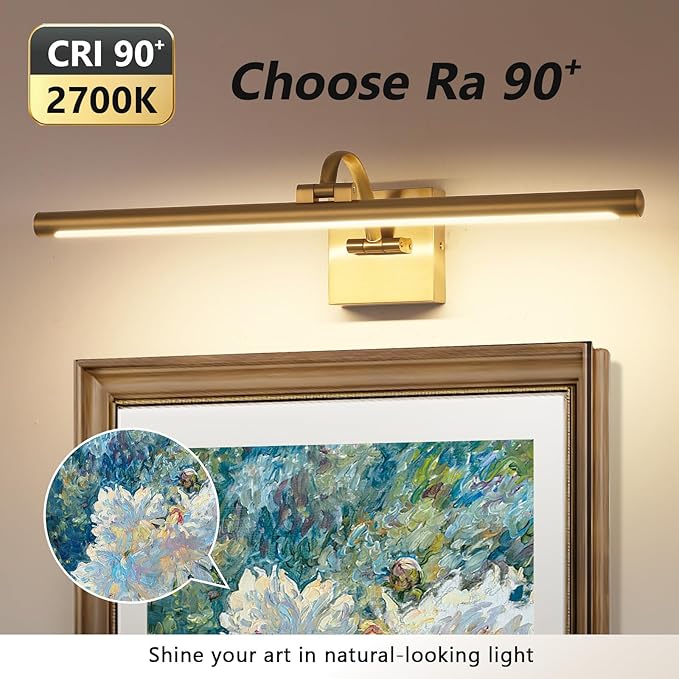 DESOOP Brass Picture Lights for Wall Hardwired LED Picture Frame Light Dimmable Painting Lights for Wall Portrait Artwork 23.62 inch 14W Warm White